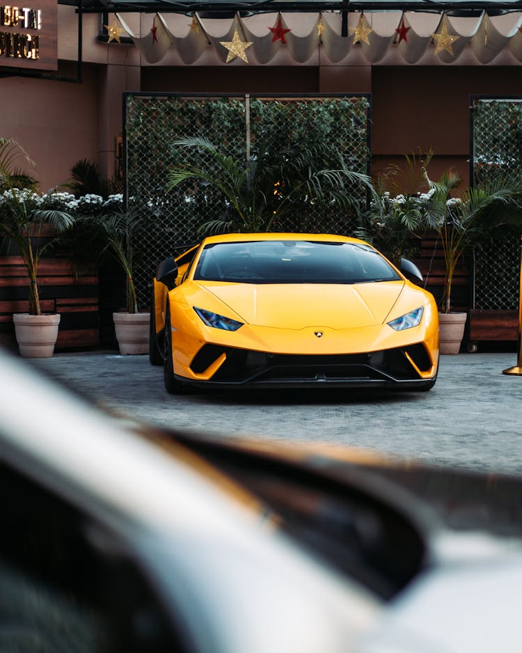 
A Yellow Lamborghini Huracan