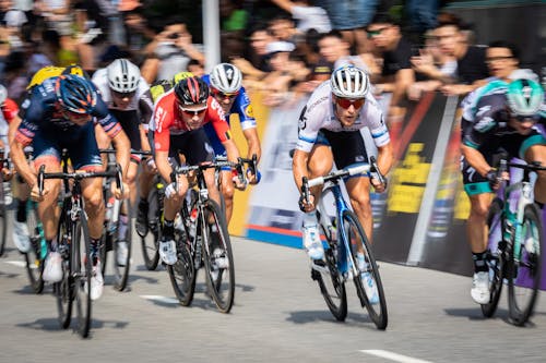 Free Cyclists in a Race Stock Photo