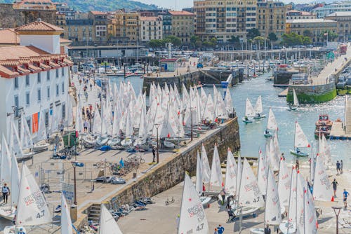 An Aerial Shot of Sailboats on a Dock