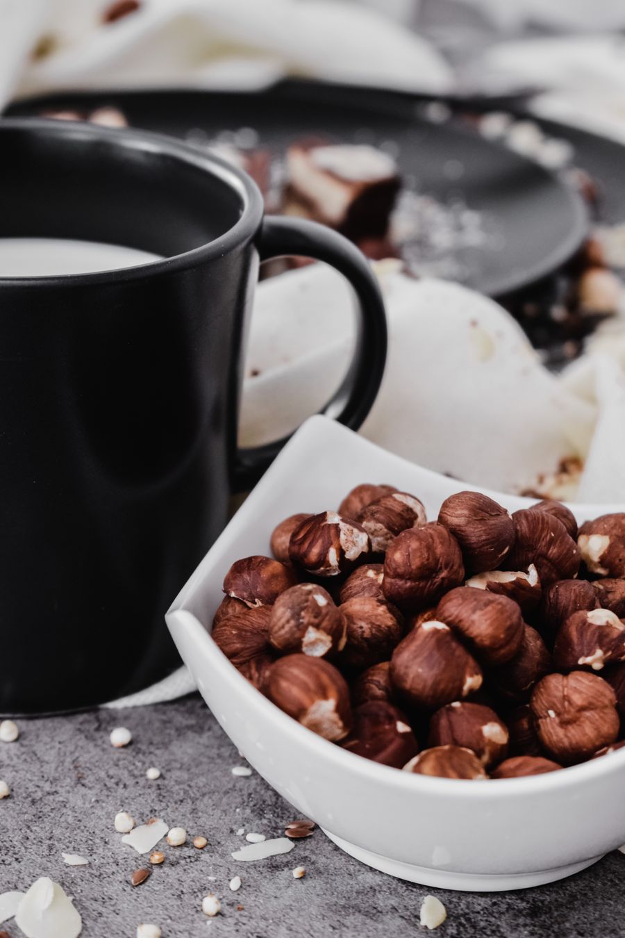 Hazelnuts and a warm drink