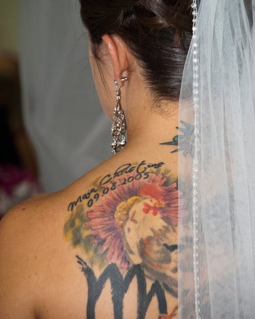Free stock photo of bride, tattoo, wedding
