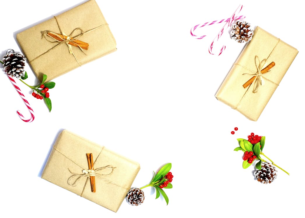 Free Three Beige Gift Boxes Stock Photo