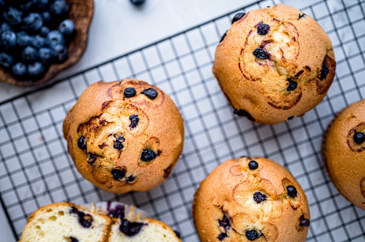 Close-up Of Blueberry Muffins 