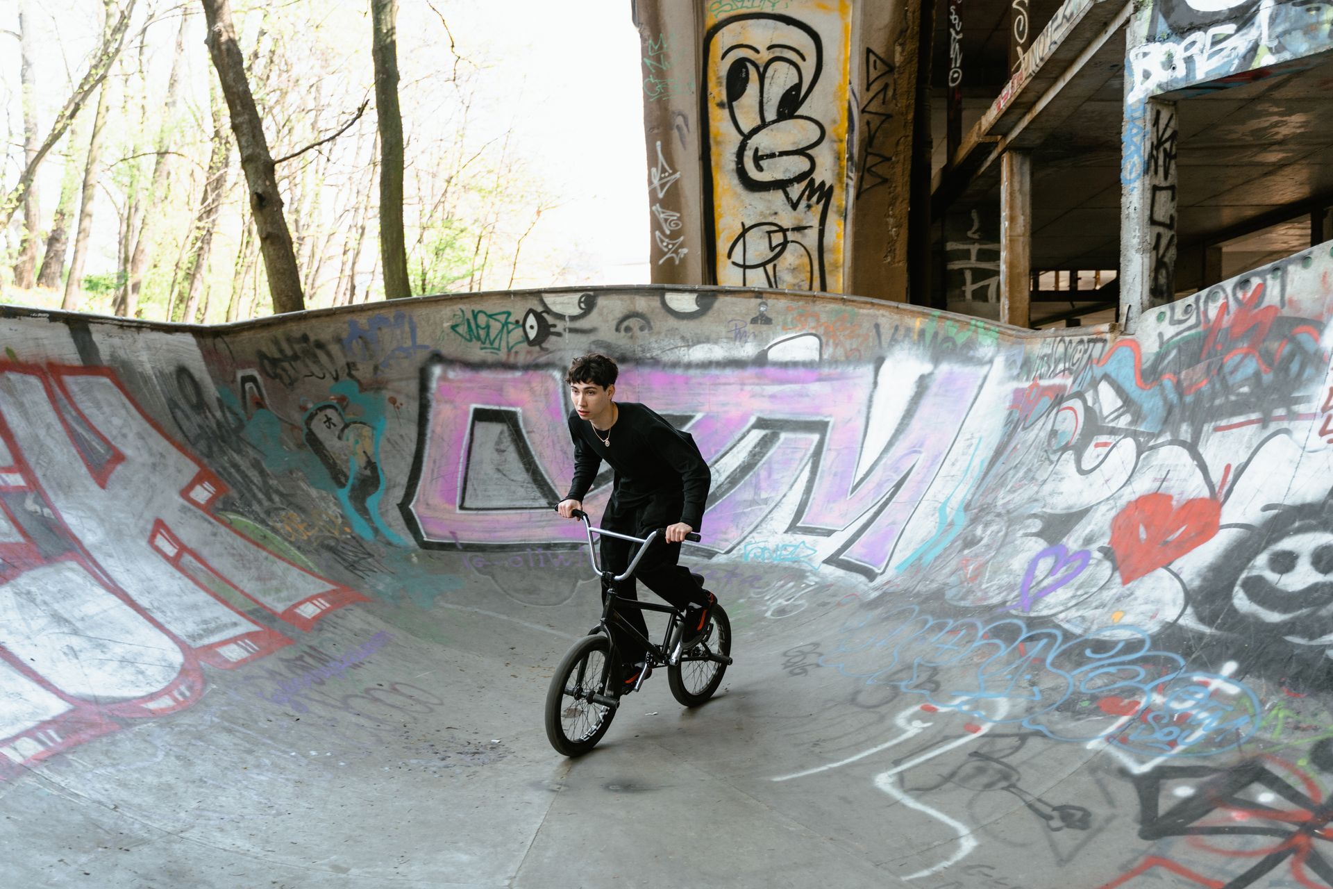 Man Riding a Bike on a Ramp