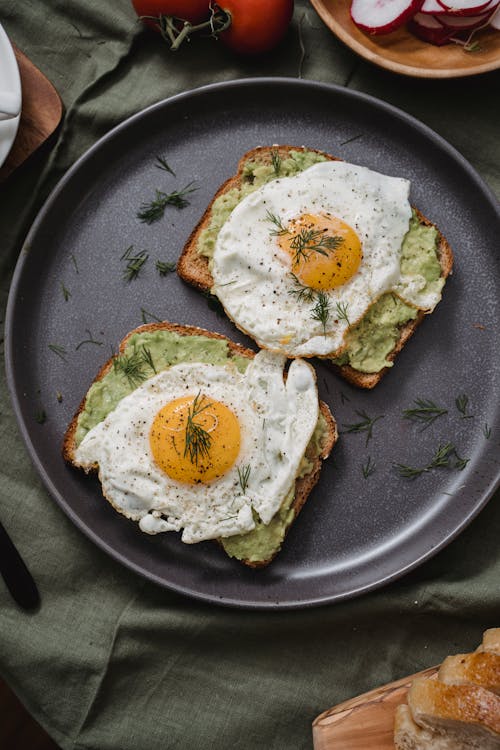 Free Sandwiches with Avocado and Eggs  Stock Photo