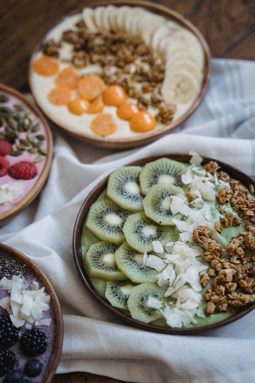 Free Mouthwatering and Healthy Breakfast Bowls Stock Photo