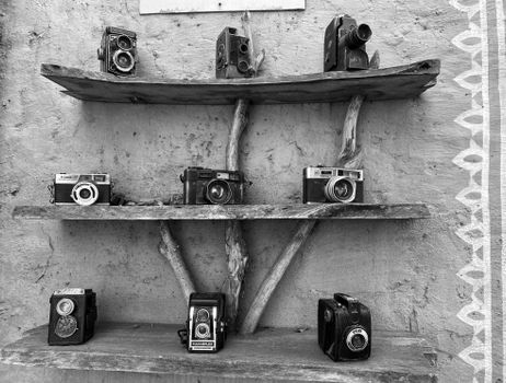 Vintage Camera on Wooden Wall