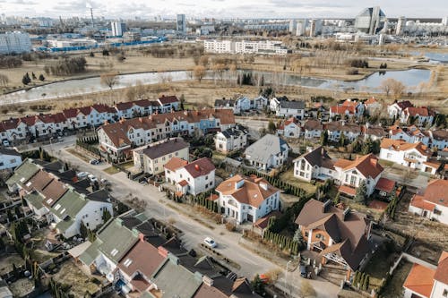 Aerial View of Houses in a Residential Area