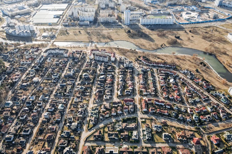 An Aerial Shot Of A City