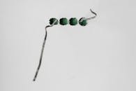 Green Beads with String on White Surface