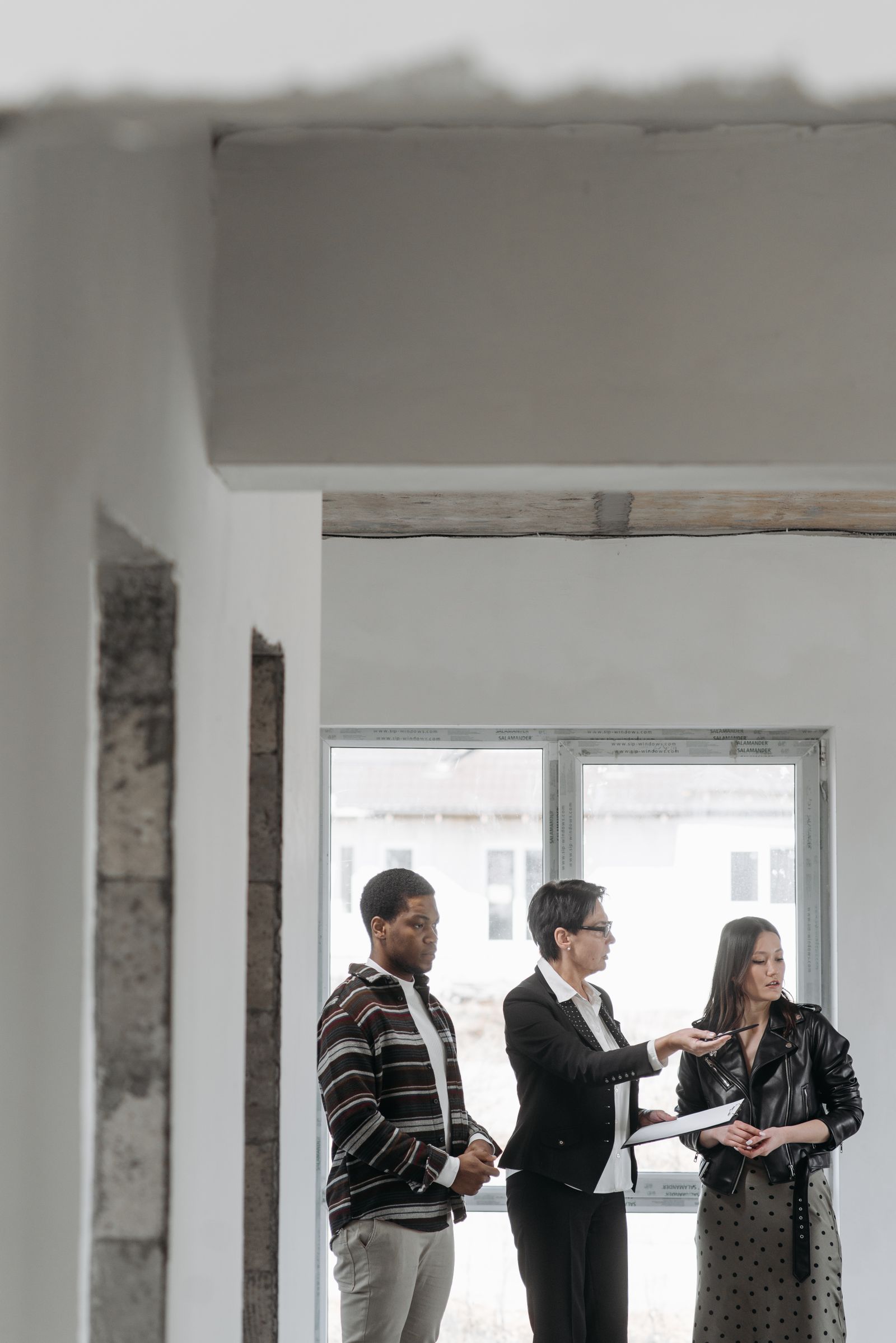 Real estate professional consulting with clients