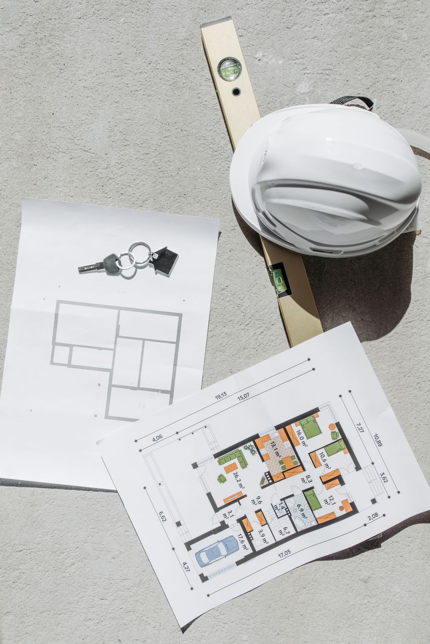 House plans with construction equipment