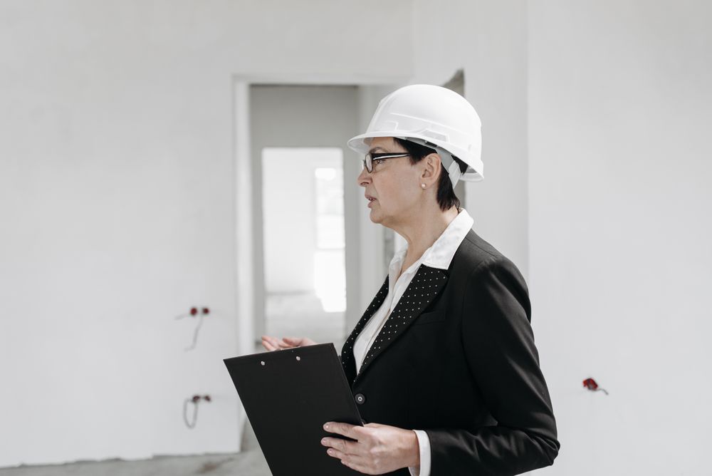Building engineer in safety helmet on site