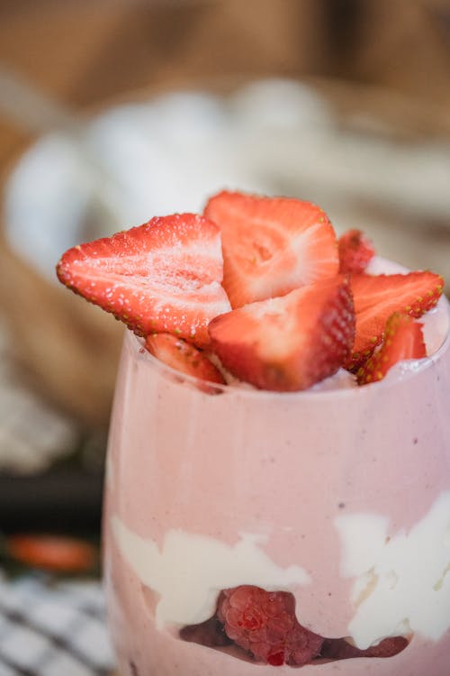 Strawberry Ice Cream in Clear Glass