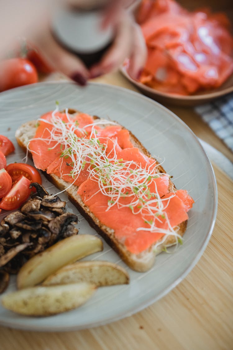 Salmon Toast With Alfalfa