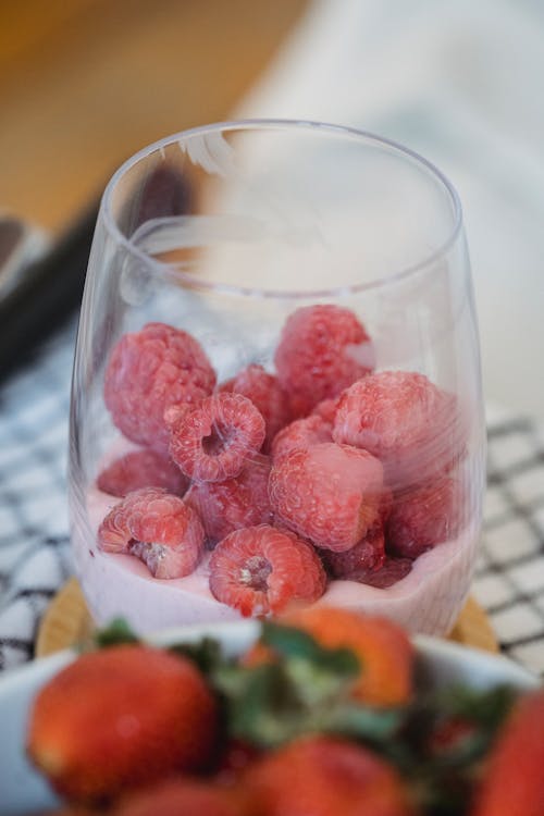 Red Raspberries in Clear Glass 