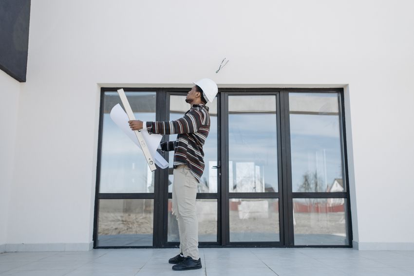 Construction professional reviewing renovation plans