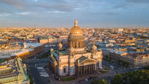 Aerial View of St Isaac's Cathedral in St Petersburg