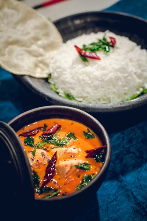 Free stock photo of chicken, indian food, rice Stock Photo