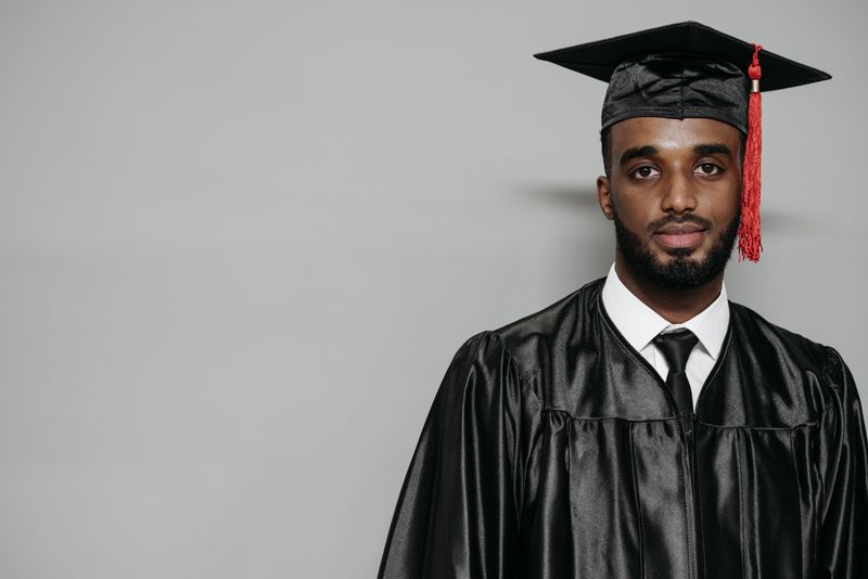 Graduation ceremony with students in gowns