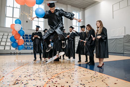 Photo of Fresh Graduate Student Doing Skateboarding Tricks