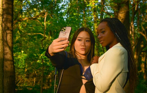 Interracial Women Taking Selfie Photo