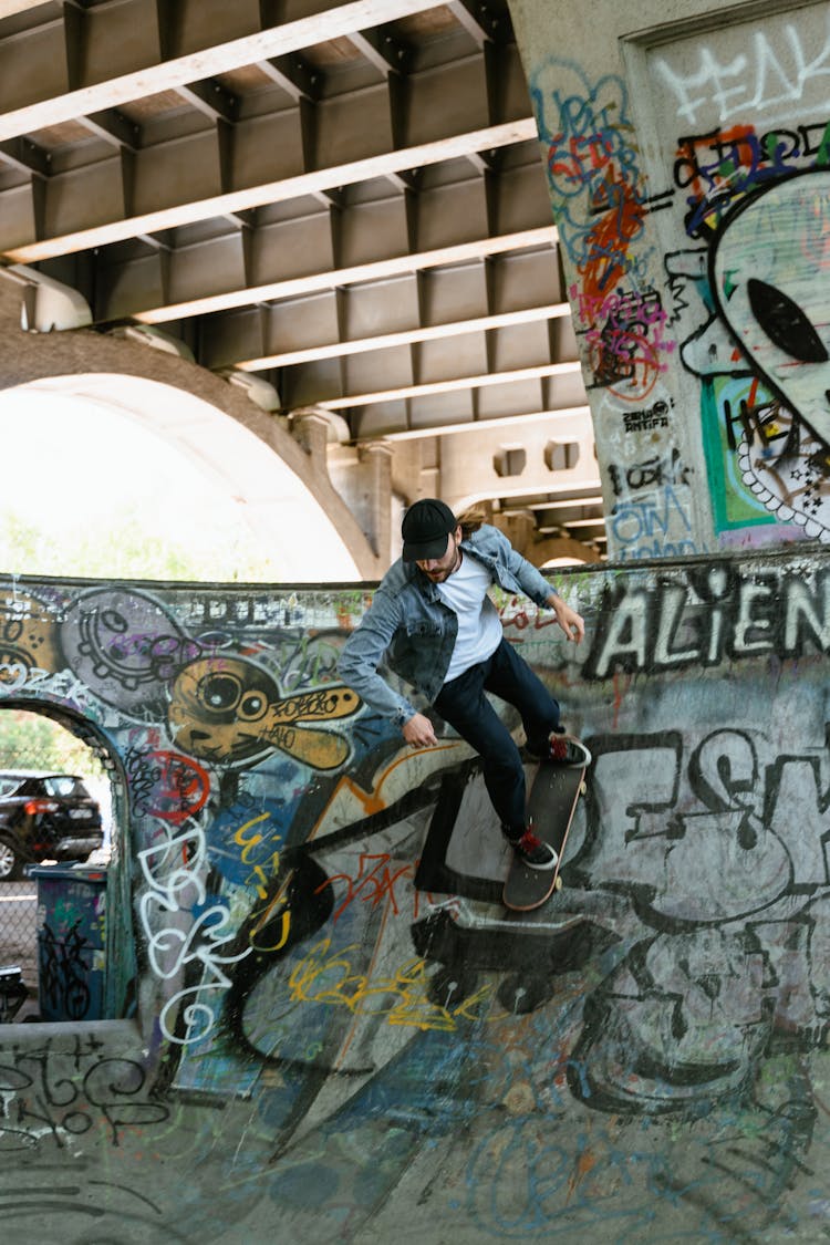 Man Skateboarding On A Ramp