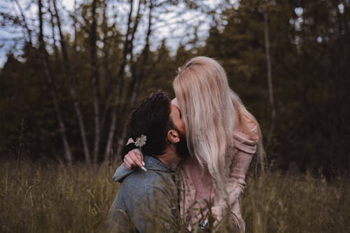 Close-Up Shot of a Couple Kissing