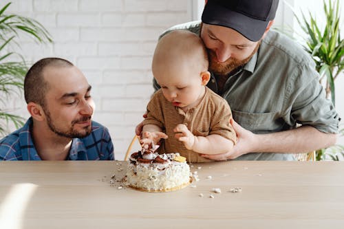 Baby Playing with His Birthday Cake