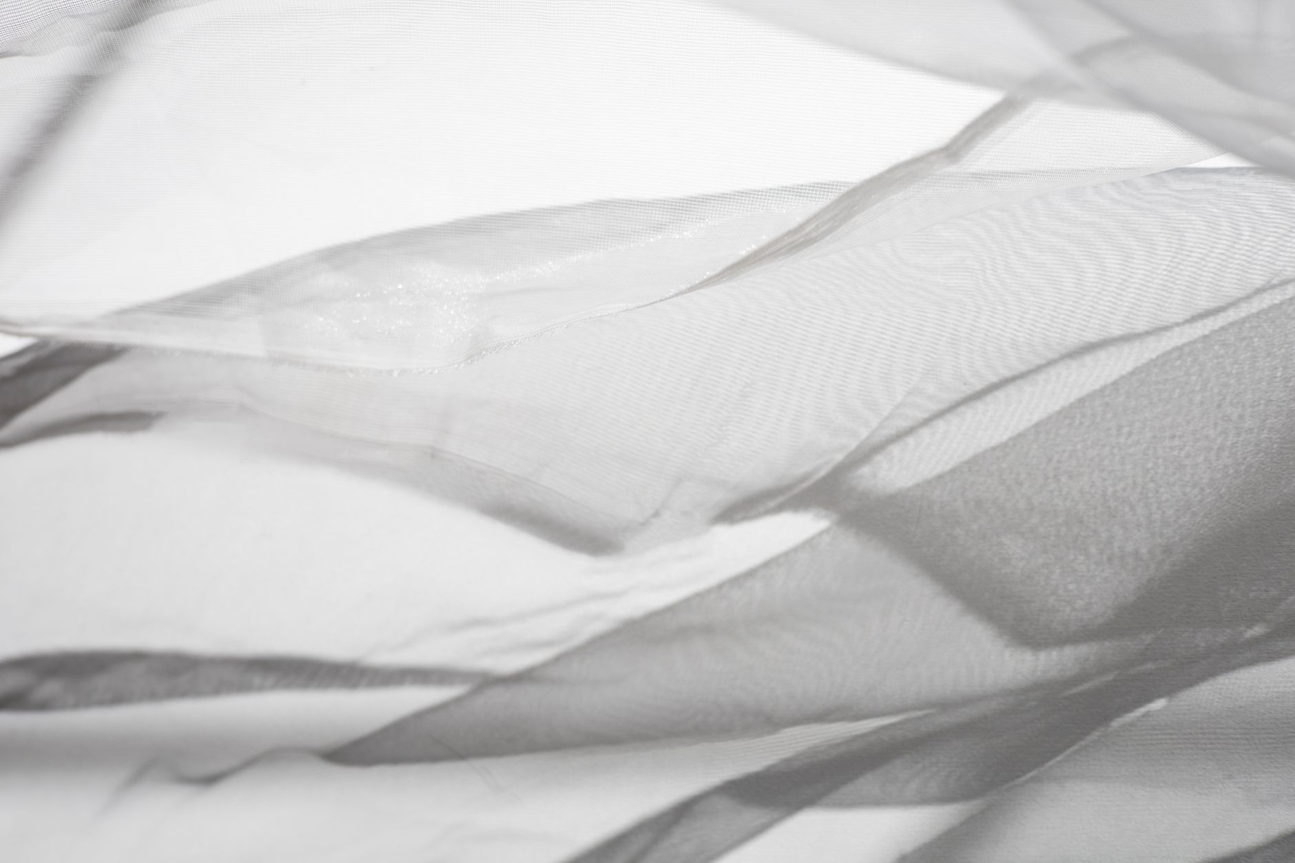 Delicate overlay of sheer fabric in abstract grayscale composition.