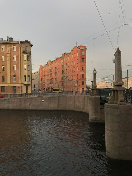 Free View of classic architecture by a canal in Saint Petersburg, Russia. Stock Photo