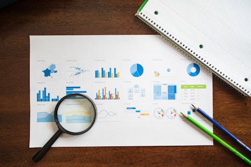 Free Overhead Shot of a Paper with Graphs and Charts Stock Photo