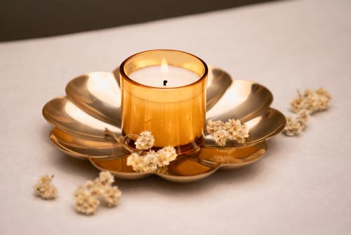 A Close-Up Shot of a Lighted Candle