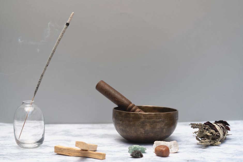 natural incense and healing stones