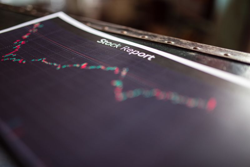Detailed stock report showing market trends on paper charts.