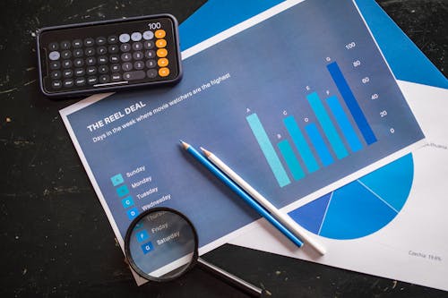 Free Overhead Shot of a Chart and Office Items Stock Photo
