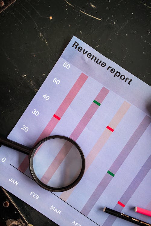 Free A Magnifying Glass on Top of Paper with Graph Stock Photo