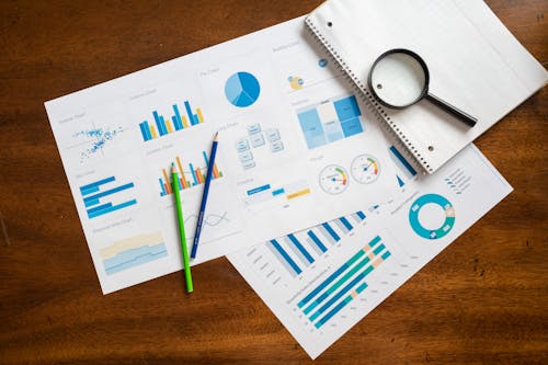 Free Overhead Shot of Various Charts Stock Photo