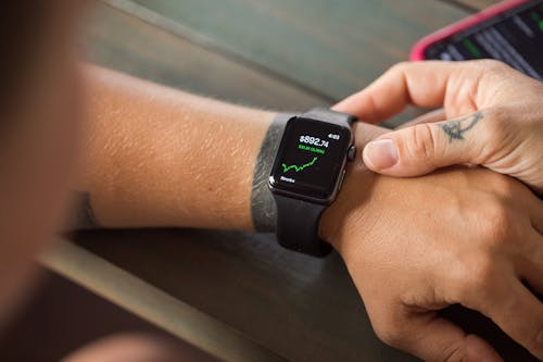Free Person Wearing Black Smart Watch Stock Photo