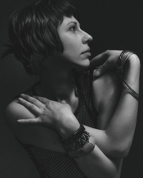 Monochrome Shot of a Woman with Short Hair