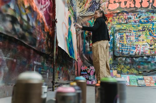Ilmainen kuvapankkikuva tunnisteilla graffiti, katutaiteilija, naine Kuvapankkikuva