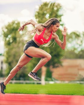 Klaudia Kazimierska competing as a professional Polish track and field athlete