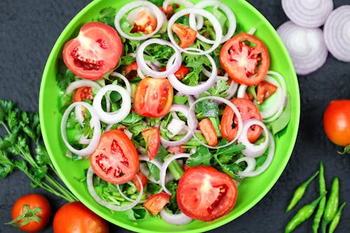 Vegetable Salad on Green Plate