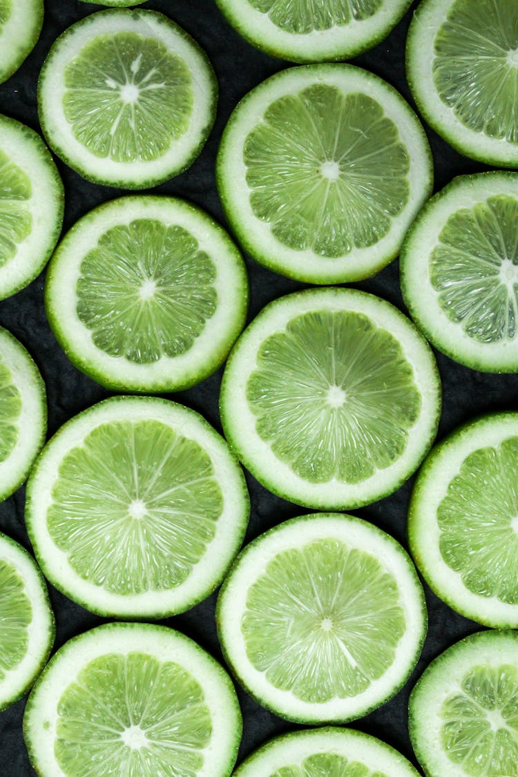 Sliced Limes In Close Up Photography