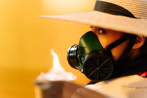 A Woman Wearing Respirator Mask