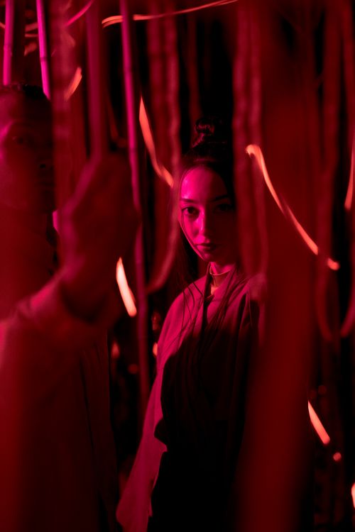 Woman With Red Light Reflection · Free Stock Photo