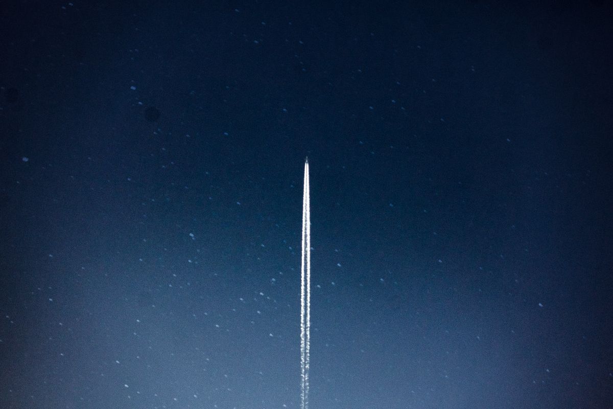 Rocket trail against a night sky
