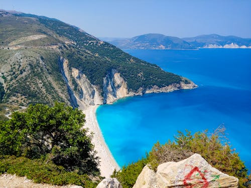 Free Myrtos Beach, Kefalonia Island, Greece  Stock Photo