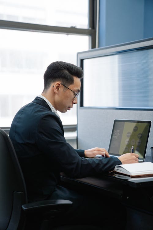 A Man Working in the Office