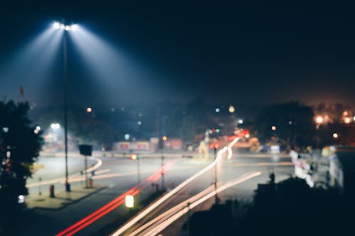 Zeitrafferfoto Der Straße Mit Roten Und Gelben Lichtern